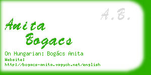 anita bogacs business card